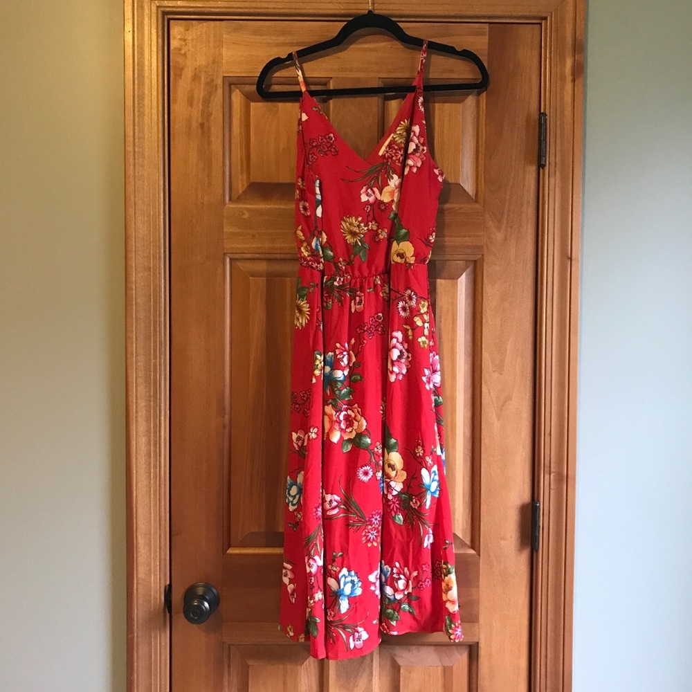Red floral dress
